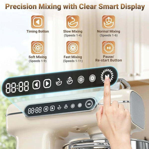 8.5QT Commercial Stand Mixer 1000W with Aluminum Die Casting Meets the Standard of NSF/ANSI 8-2023, 11 Speeds Electric Stand Mixer, Tilt-Head Dough Mixer with Bowl, Dough Hook, Whisk and Beater2
