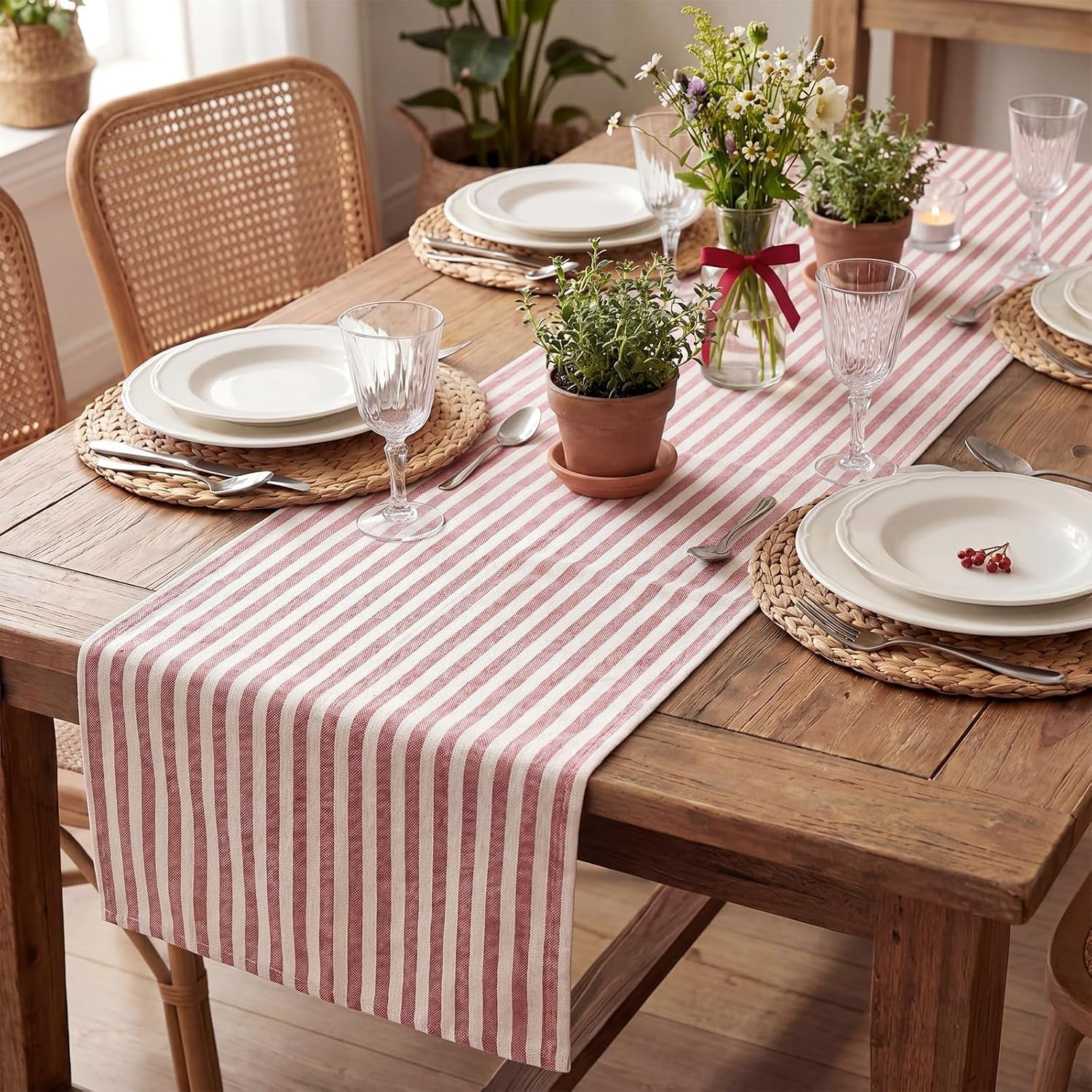 red-and-white-striped-table-runner-for-decor-14-x-60-inch