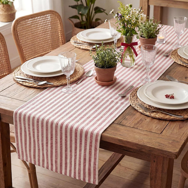Red and White Striped Table Runner for Decor, 14 X 60 Inch4