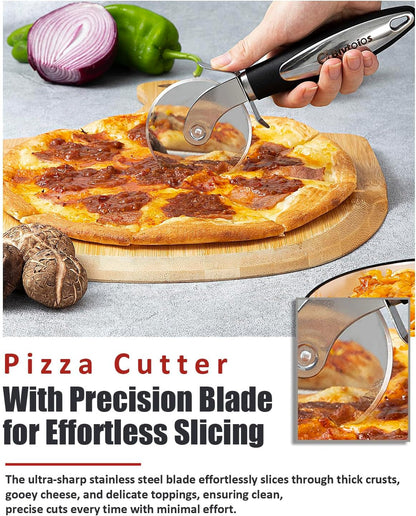 Premium Pizza Cutter, Multi-Purpose Stainless Steel Pizza Cutter Wheel with Non-Slip Soft Touch Handle, Perfect for Cutting Pizza, Dough and Pastry, Dishwasher Safe2