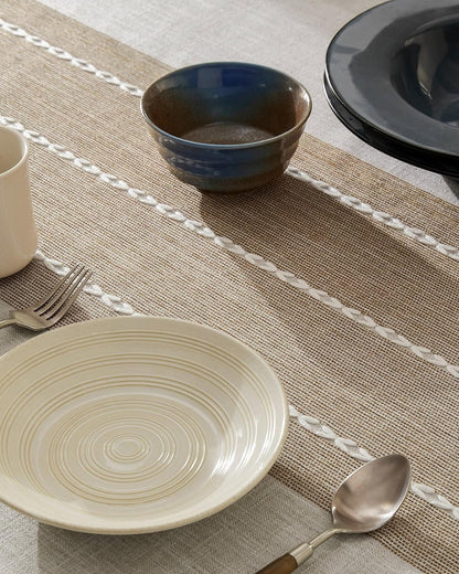 Contrast Linen Rectangle Table Cloth 52X70 Inch Brown5