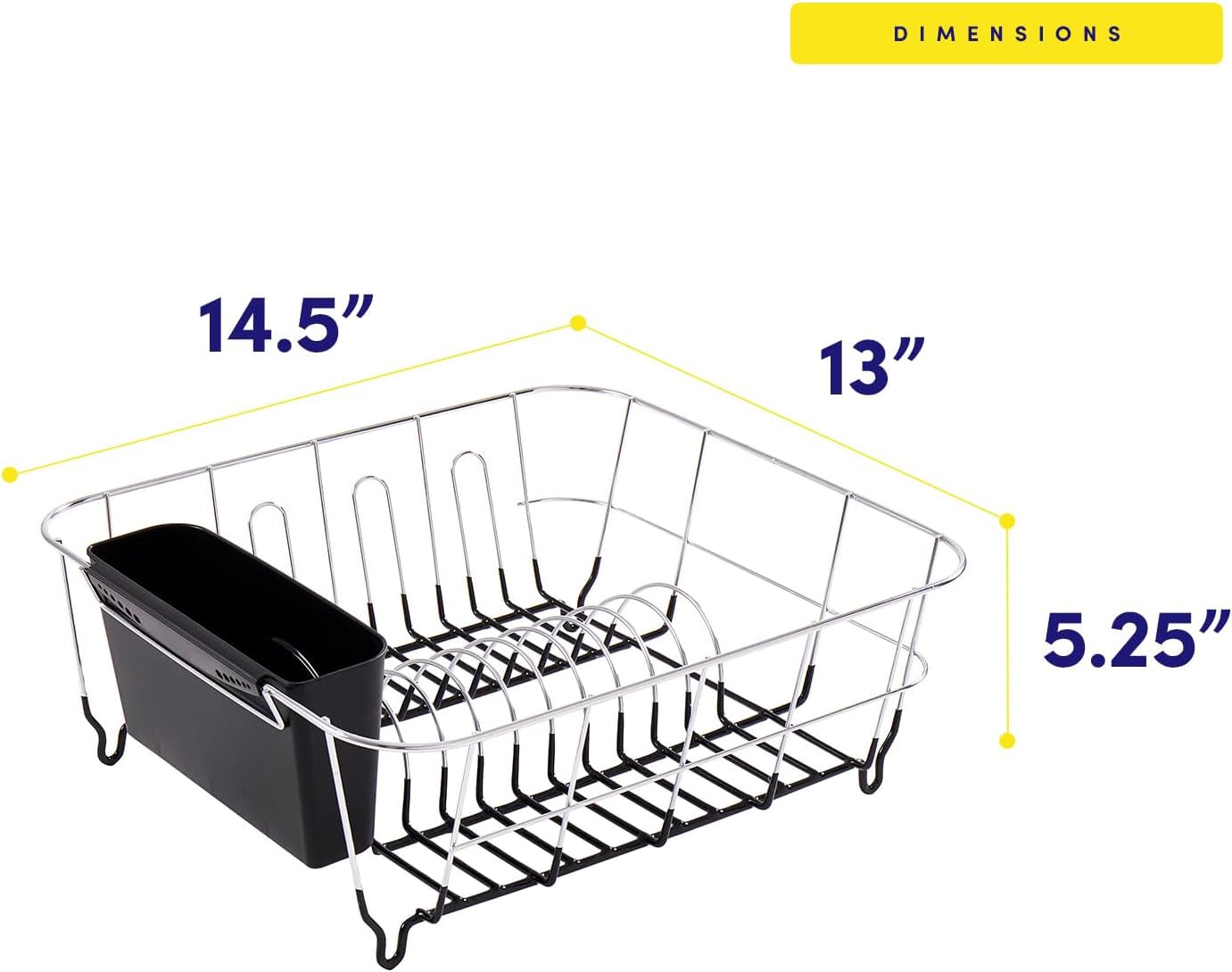 2-piece-dish-drying-rack-set-drainer-with-utensil-holder-simple-easy-to-use-fits-in-most-sinks-14-5-x-13-x-5-25-black