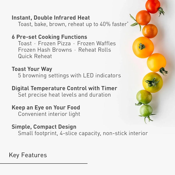 Panasonic Flashxpress Toaster Oven Countertop, 4-Slice Small Toaster Oven Compact Size with Double Infrared Heating, 6 Auto Cook Options and Precise Temperature Control, 1300W - NB-G110P (Silver)2