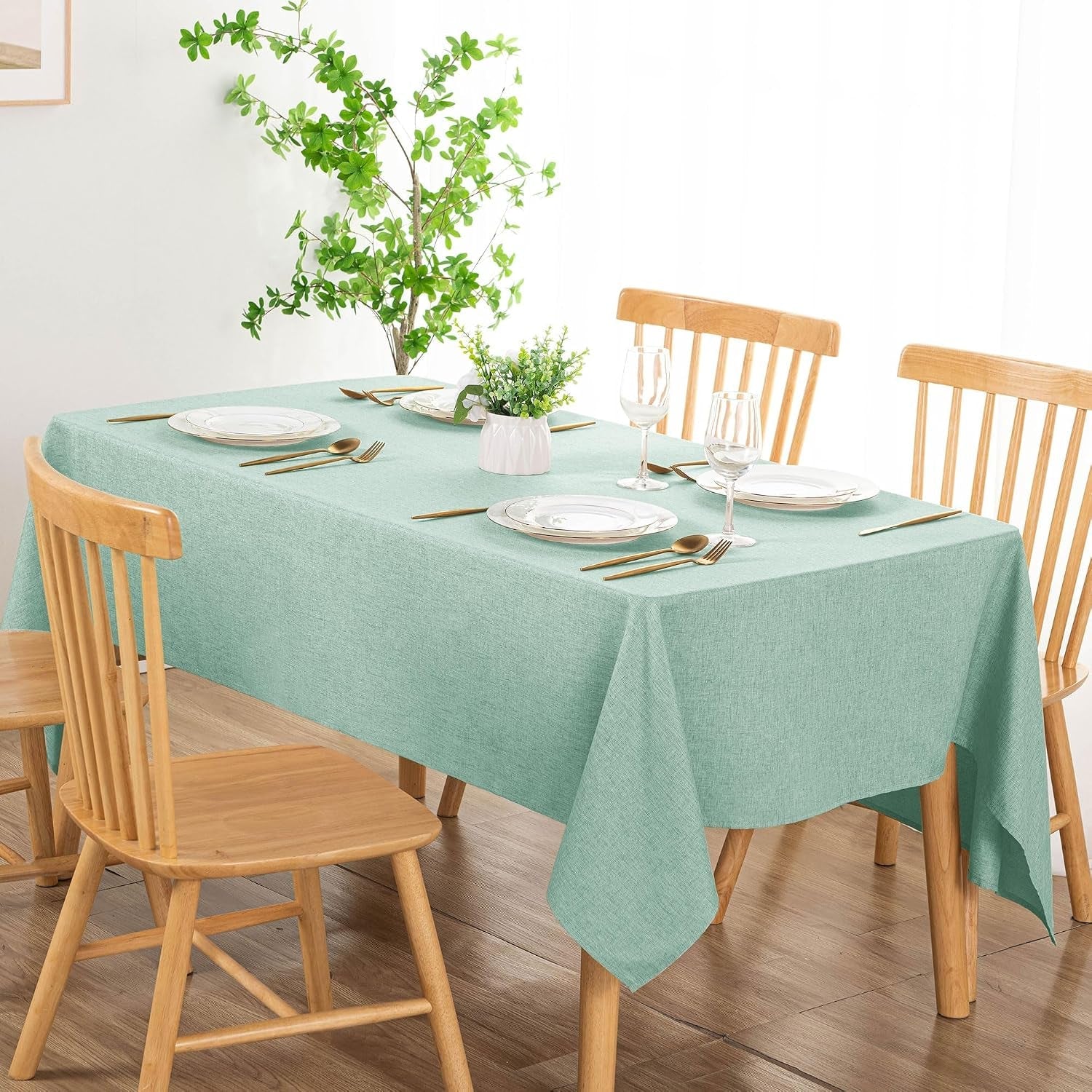 rectangle-faux-linen-tablecloth-waterproof-spill-proof-wrinkle-and-stain-resistant-table-cloth-washable-decorative-farmhouse-table-cover-for-kitchen-dining-party-52-x-70-inch-sage-green