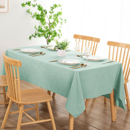 Rectangle Faux Linen Tablecloth - Waterproof Spill-Proof Wrinkle and Stain Resistant Table Cloth Washable Decorative Farmhouse Table Cover for Kitchen Dining Party, 52 X 70 Inch, Sage Green5