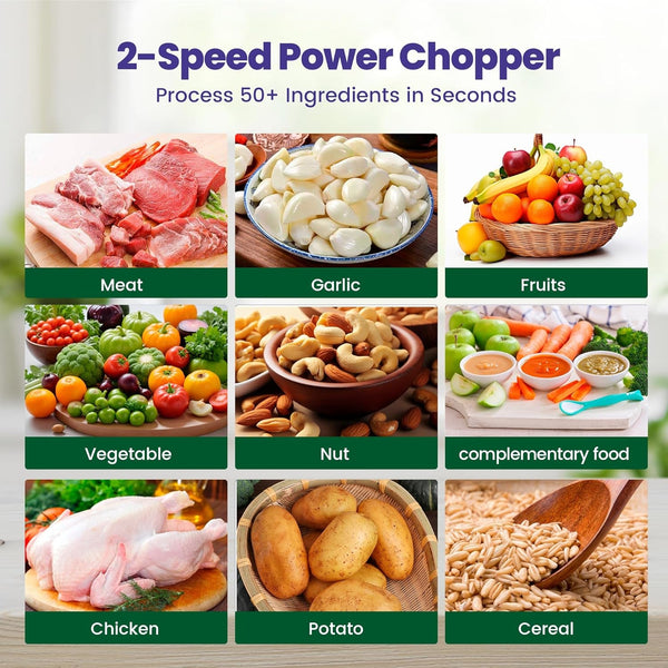 800W 2-12Cup Food Chopper LED Timer 3-Tier 6 Blades | Duo-Bowl with LED Countdown, 6-Edge Stainless Tier-Cutter. Handles Roasts, Root Veg, Nuts – Bulk Family Prep Made Easy.7