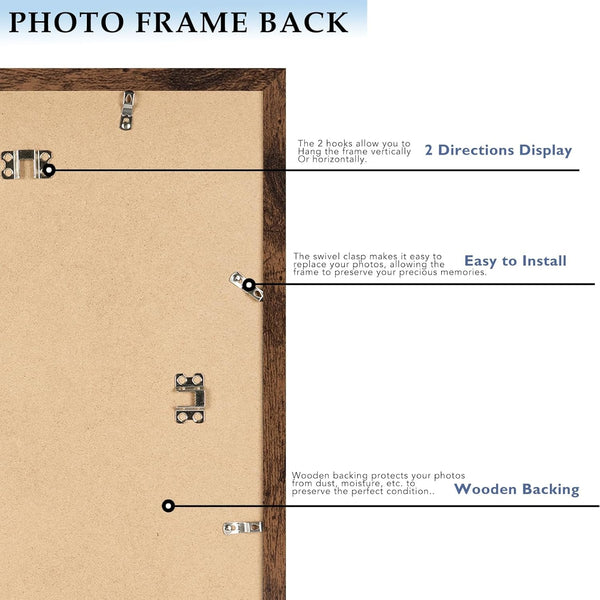 11X14 Picture Frame with 8X10 Mat Deep Brown, Display 8X10 with Mat or 11X14 without Mat, Wood 11 by 14 Photo Frame, 11 X 14 Frame for Wall Hanging Display, Deep Brown3