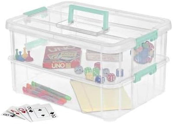 1427CLR Stack & Carry - 2 Layer Box, Clear Lid & Blue Handle, See-Through Layers5