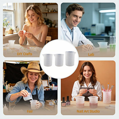 Silicone Measuring Cups for Resin, 3 Pack (2X100Ml & 1X250Ml), No-Spill Pouring Spout, Reusable Mixing Cups for Epoxy Resin, DIY Crafts6
