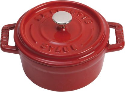 Staub Cast Iron Mini round Cocotte, Dutch Oven, 0.25-Quart, Serves 1, Made in France, Cherry1