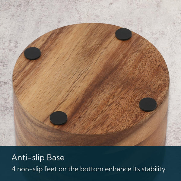 Acacia Wood Salt Cellar Bowl Box with Built-In Spoon to Avoid Dust, Elegant Kitchen Salt Container Holder with Swivel Magnetic Lid to Storage Pepper Spice Bath Salt Sea Salt, 6OZ6