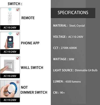 LED Chandeliers for Dining Room Adjust High Ceiling Chandelier Light Fixtures Entrance LED Dimmable Ceiling Pendant Drops Light Remote Lights for Living Room Stairwell 2700K 6000K9