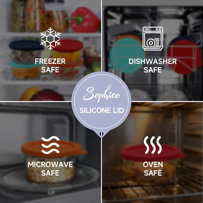 4 Cup Silicone Lids Replacement for Pyrex & Anchor Hocking 7201-PC | Food Grade Silicone, Leakproof、Airtight Lids, Dishwasher Microwave Safe(2 Pack)5