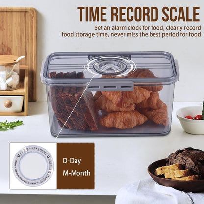 Bread Box Bread Boxes for Kitchen Counter Airtight, Time Recording Bread Storage Container with Lid, Bread Keeper for Homemade Bread, Toast, Bagel, Donut and Cookies, Grey4