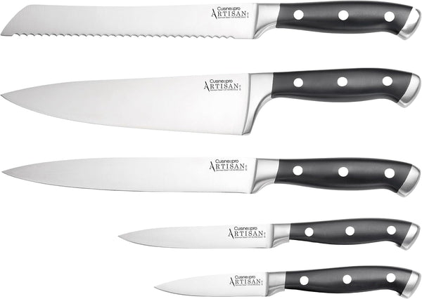 Artisan Stahl Knife Block Set, 6 Piece - German Stainless Steel Kitchen Knives, Full Tang Triple Riveted2