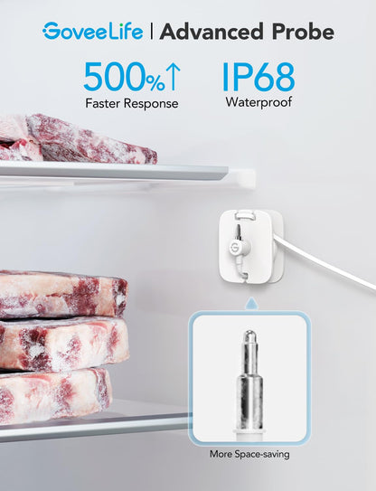 Wifi Refrigerator Thermometer 2-Pack with Gateway & LCD Display | Freezer Alarm Fridge Monitor with App Alerts & Anti-False, 197Ft Range, 2-Yr Data Export. for Freezer/Fish Tank/Hot Tub4