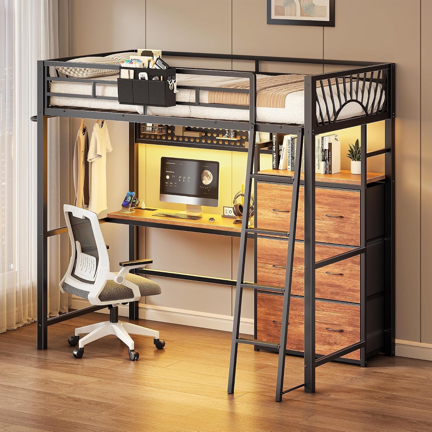 twin-loft-bed-with-desk-and-6-storage-drawers-metal-twin-size-loft-beds-with-charging-station-rgb-led-lights-and-pegboard-hanging-rod-for-kids-teenager-black