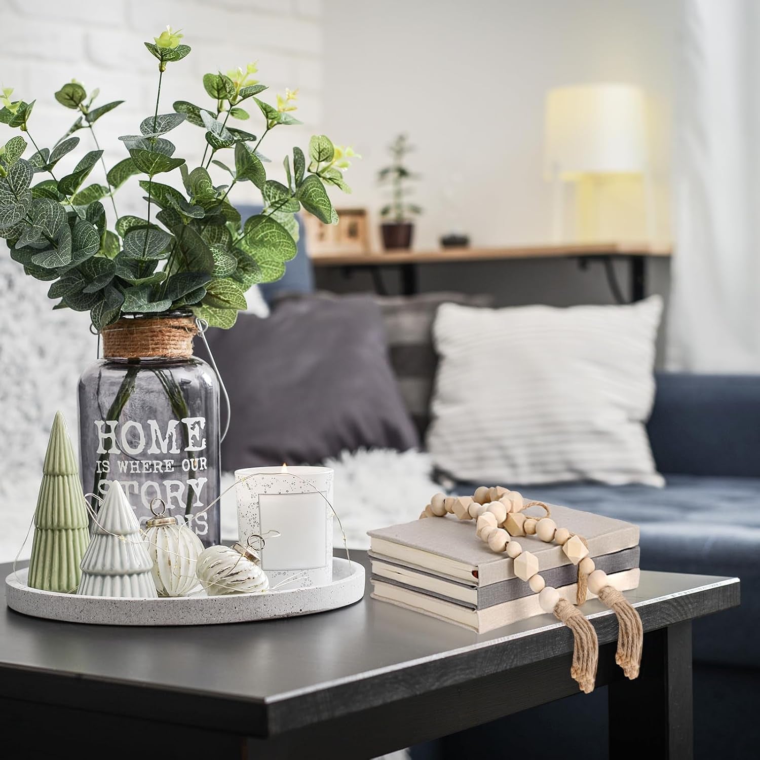 3-pieces-faux-decorative-books-set-for-home-decor-classical-grey-8-5-x-5-7-stacked-linen-notebook-shelves-coffee-table-display-books-with-wood-bead-bookend-gift-for-mantle-living-room