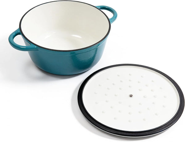 Enameled Cast Iron Dutch Oven, Non Stick Casserole Pot with Lid (Peacock Blue, 4.5 Quarts)8