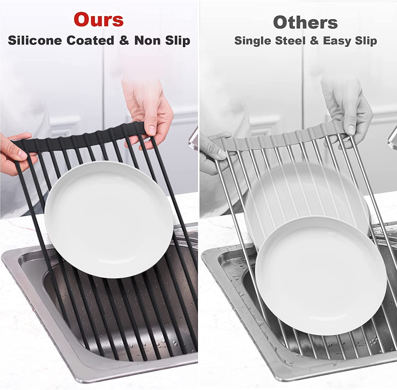 roll-up-dish-drying-rack-silicone-wrapped-over-the-sink-dish-drying-rack-multipurpose-foldable-sink-drying-mat-anti-slip-anti-rust-dish-rack-for-kitchen-17-5-x-13-black