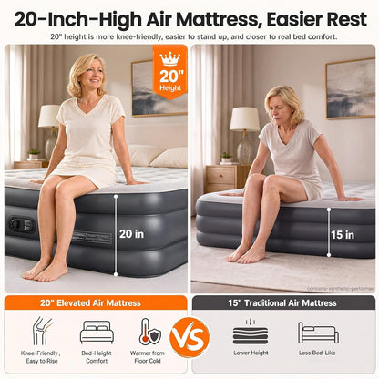 Air Mattress Queen Built-In Pump, 20" H Inflatable Mattress,700Lbs4