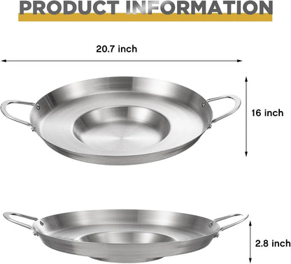 2 Pcs Stainless Steel Comal Frying Bowl Cookware 16 Inch Mexican Style Wok Inoxidable Concave Outdoors Stir Fry Discada Pan for outside Cooking2