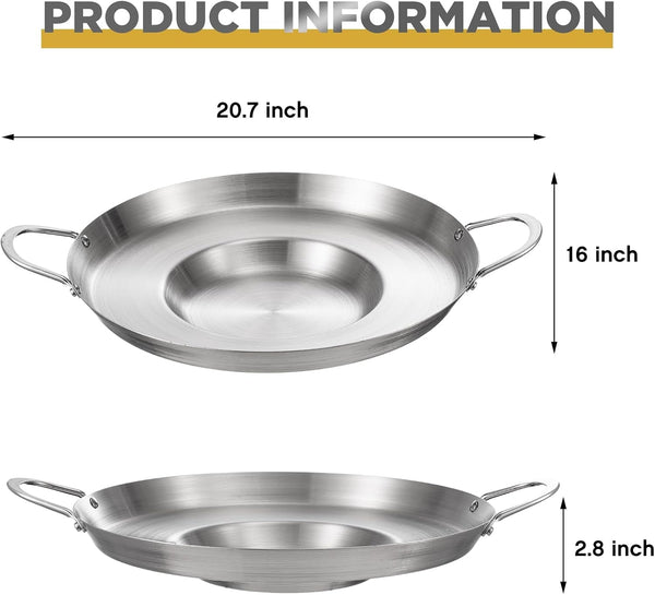 2 Pcs Stainless Steel Comal Frying Bowl Cookware 16 Inch Mexican Style Wok Inoxidable Concave Outdoors Stir Fry Discada Pan for outside Cooking2