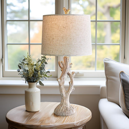 Farmhouse Table Lamps Set of 2 for Living Room Bedroom Bedside Tree Lamp Nightstand End Table 25" Lamps Vintage Natural Style5
