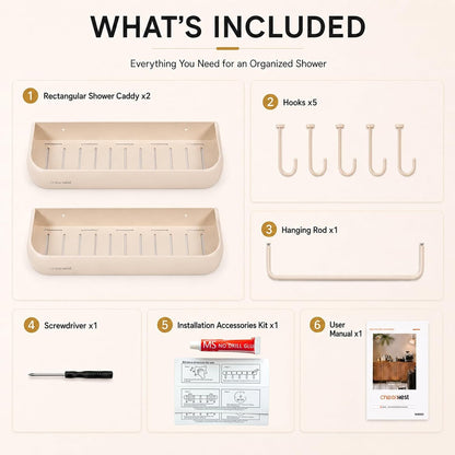 Shower Caddy Adhesive, No Drilling Aluminum Bath Organizer Shelf6