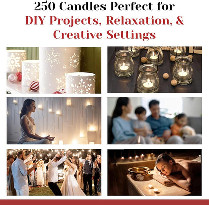 Tea Light Candles in Metal Cups - 4.5 Hours Clean, Long Burning White Unscented - 250 Votive Candles Bulk for Romantic Dinner, Wedding, Spa & Hotels by PARNOO4