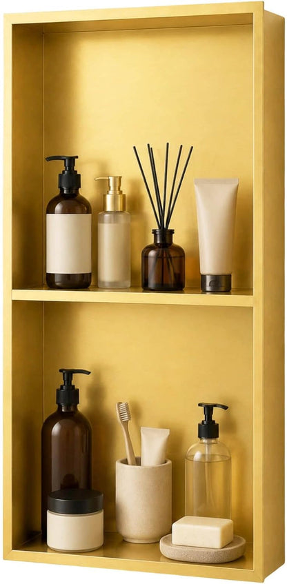 Stainless Steel Shower Niche Insert 12" X 24" Brushed Gold1