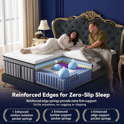 Upgraded Luxury 16 Inch Queen Size Hybrid Mattress in a Box, Medium Firm4