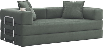 78" 5-In-1 Convertible Futon Sofa Bed, Boneless Corduroy, Green8