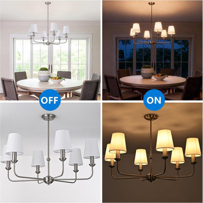6-Light Modern Chandeliers with Linen Fabric Shades E12 Base4