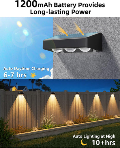 Solar Fence Lights 12 Pack, Warm White, Cool White and RGB Color Glow LED Solar Light, IP65 Waterproof Fence Lights Solar Powered for Patio, Backyard, Railing, Deck and Wall6