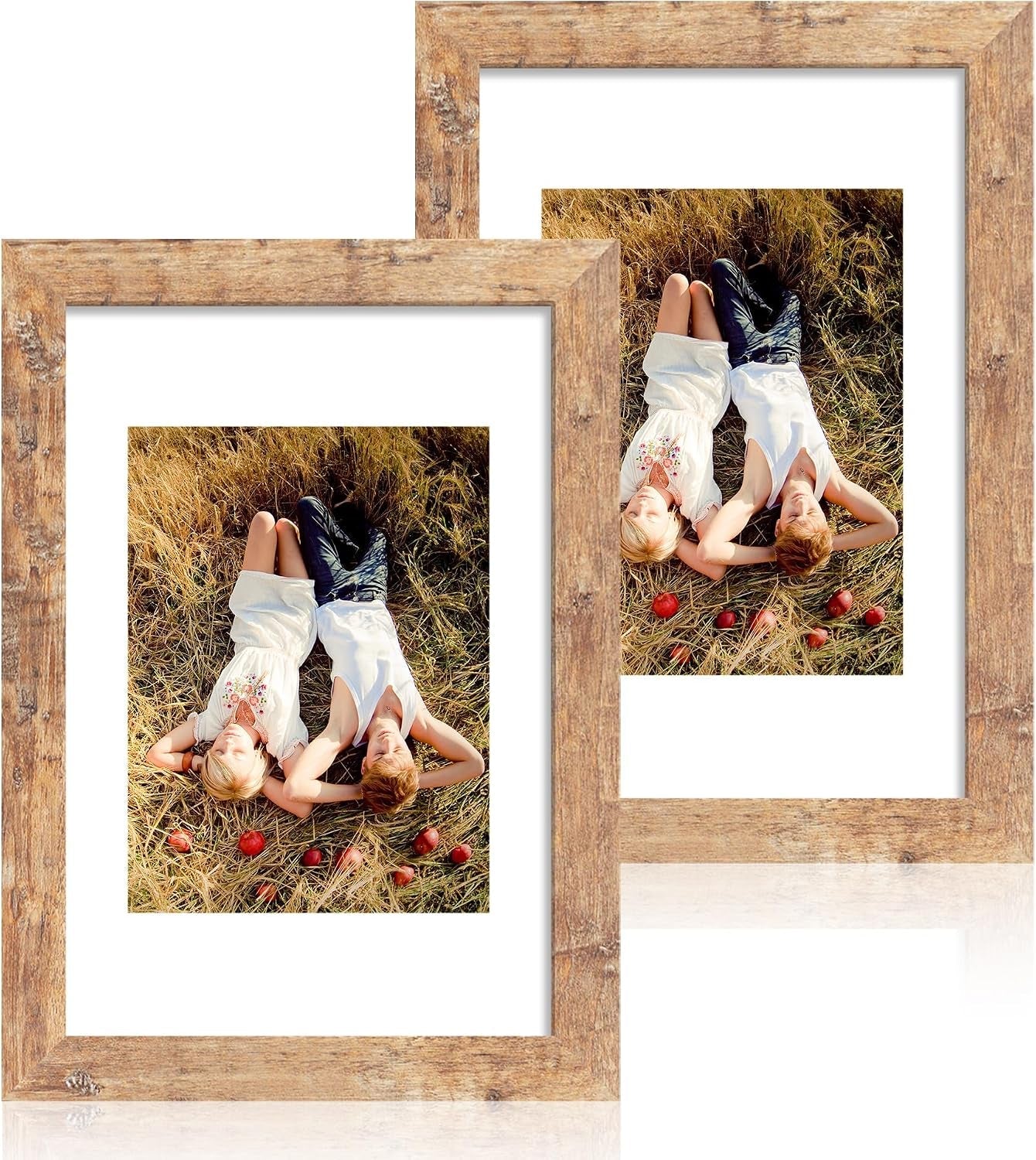 8x12-picture-frame-set-of-2-rustic-brown-wood-frame-with-high-definition-glass-display-pictures-6x8-with-mat-or-8-x-12-without-mat-for-horizontal-or-vertical-tabletop-and-wall-mounting