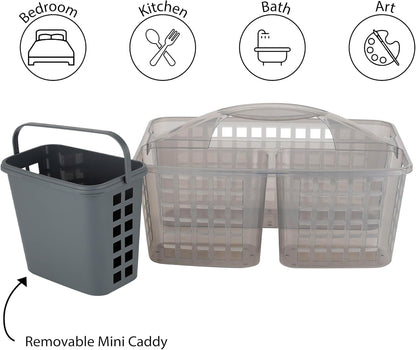 2 in 1 Portable, Bathroom Shower Caddy for Shampoo, Conditioner, Soap, and Cosmetics, in Grey Bath Tote (26118-GREY)2