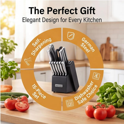 Knife Set Sharp Kitchen Knife Block Set W Built-In Sharpener9