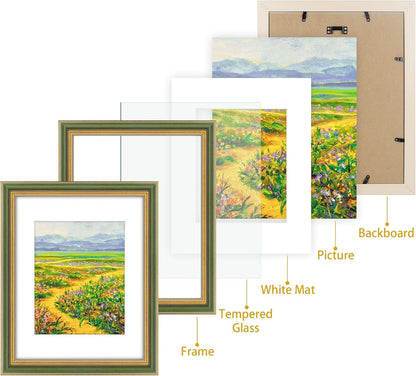 ,11X14 Ornate Picture Frame Holds 8X10 Photo,Green Gold8