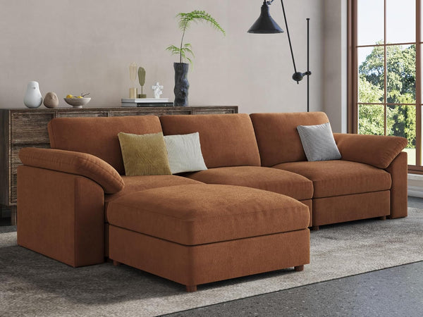 Brown Sectional Modular Sofa,Comfortable Oversized L Shape Sectional Couch Wide Deep Seat Sectional Sofa5