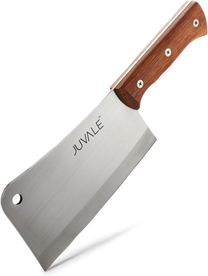 Meat Cleaver - 8-Inch Stainless Steel Blade, Wood Handle - Heavy-Duty Butcher Knife & Bone Cleaver for Beef Brisket, Meat Cutting & Chopping - Chopping Knife1