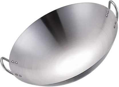 Stainless Steel Wok round Bottom Chinese Wok for Gas Stove Large Fry Pan Large Capacity Saute Pan 12.00X10.82X2.95In Even Heat Retention Easy-Clean Cooking1