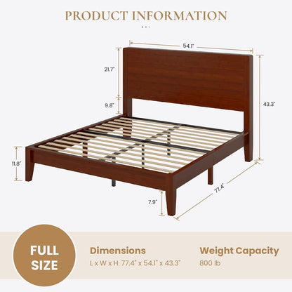 Full Size Bamboo Bed Frame, Japanese Joinery, Warm Brown9