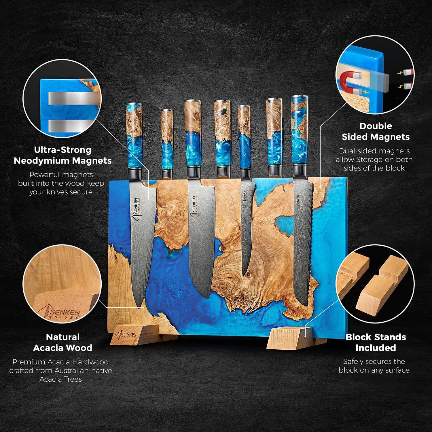 senken-tsunami-7-piece-damascus-kitchen-knife-set-with-magnetic-knife-block-67-layer-japanese-vg10-steel-chef-santoku-cleaver-bread-boning-more-blue-resin-burl-wood-block