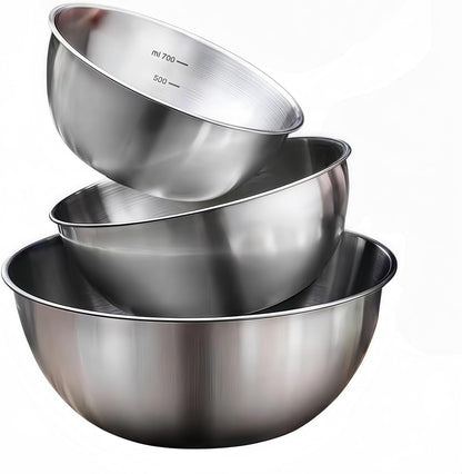 3 Pack 304 Stainless Steel Mixing Bowls 700/1200/2000Ml1