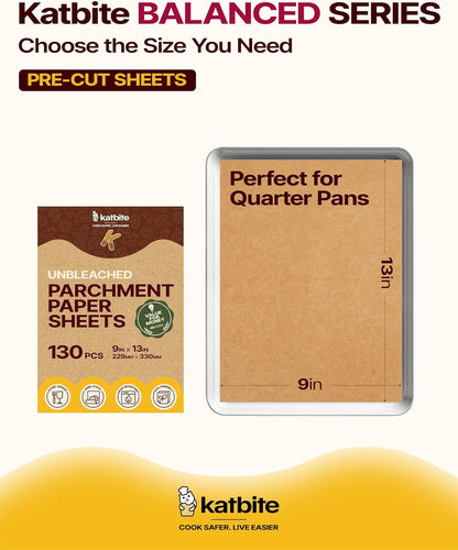 9X13 Inch Parchment Paper Sheets 130PCS, Unbleached Non-Stick | Precut Baking Paper Fits Quarter Sheet Pans, Food-Grade & Bpa-Free, Oven Safe to 450°F, Easy Cleanup for Baking, Roasting3