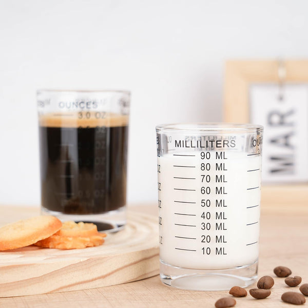 Shot Glass Measuring Cup 3 Ounce/90Ml Liquid Heavy High Espresso Glass Cup Black Line6
