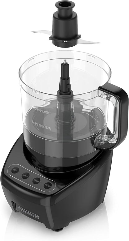 BLACK+DECKER Food Processor and Vegetable Chopper, Stainless Steel Blade, 8-Cup Capacity, 450W Power with Attachments to Shred, Slice, Mince, Grind, and Puree | Food Processor with Easy Assembly, Chopping, Slicing, Shredding, 2 Speeds, Pulse & Dishwasher-Safe.8