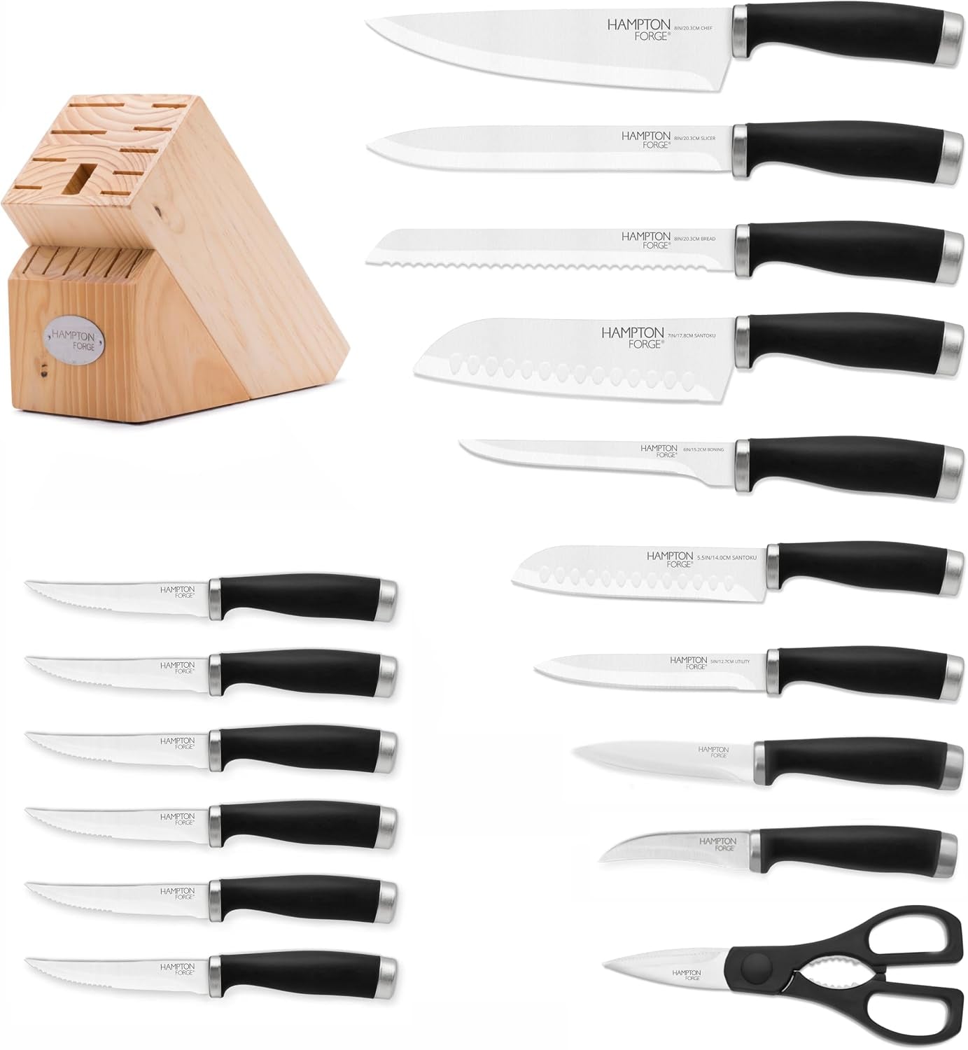 epicure-black-17-piece-kitchen-knife-set-stainless-steel-wood-block-slip-resistant-ergonomic-handles-includes-chef-and-bread-knives-gift-for-women