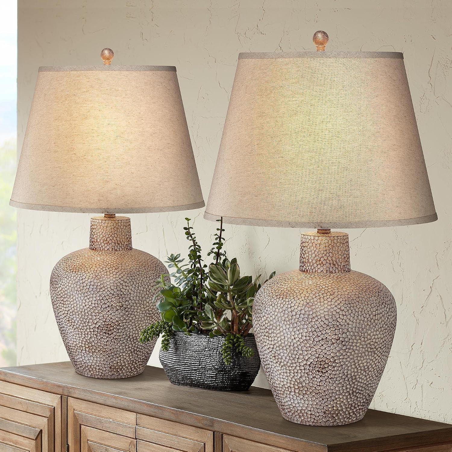 bentley-29-tall-table-lamps-set-of-2-brown-leaf-hammered-pot-rustic